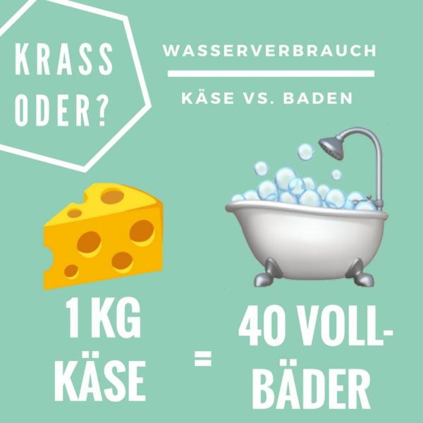 Wasserverbrauch Vergleich Käse vs. Vollbad